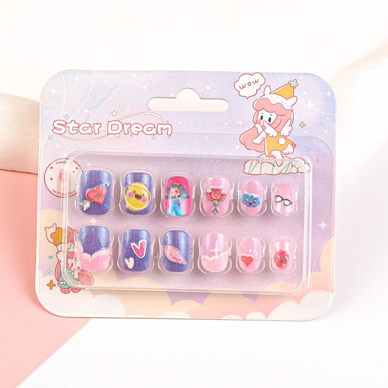 Children's cartoon nail stickers baby toy nail pieces finger wear nails new cute princess self-adhesive nail stickers