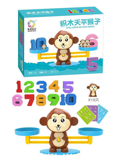 Cross-mirror enlightenment monkey balance game children's board game early childhood science teaching aids addition and subtraction digital balance toy