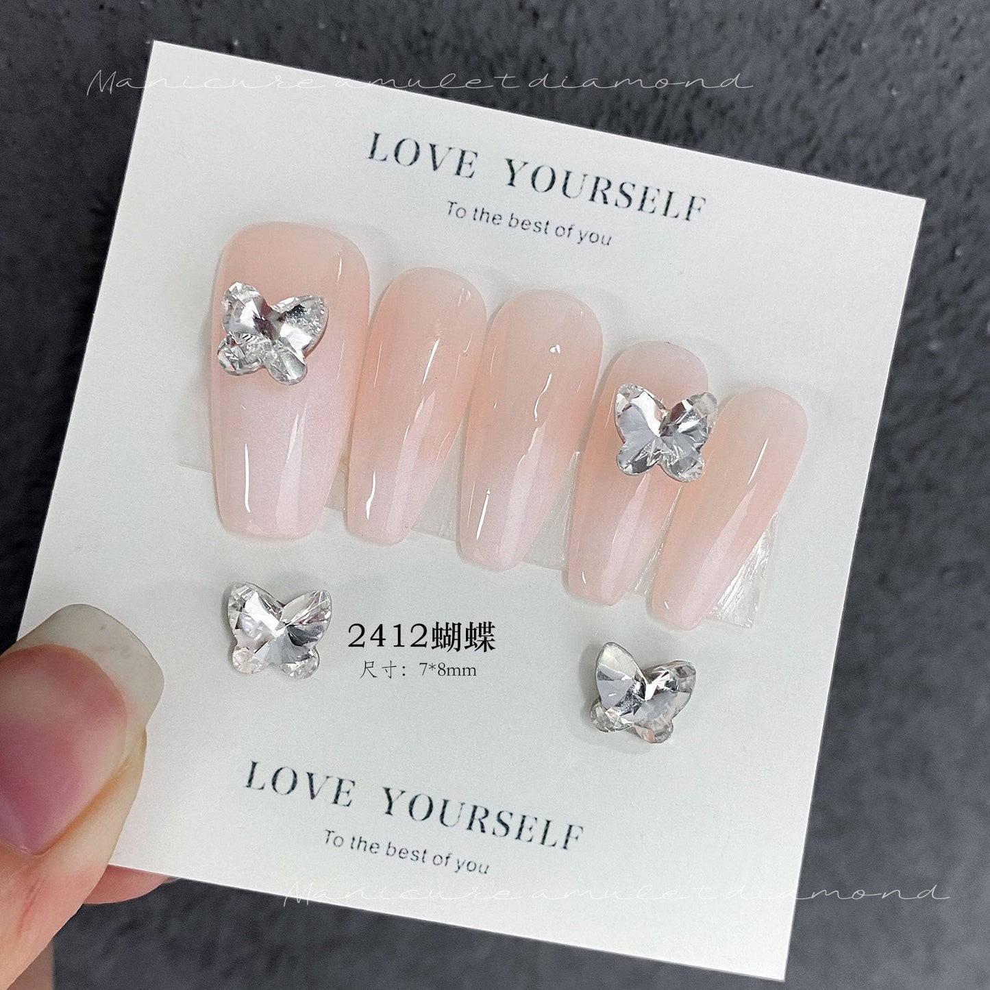 Nail Art K9 Jewelry Transparent Diamond Super Flash Crooked Heart Axe Diamond Water Drop Fat Square Butterfly White Diamond Nail Accessories Wholesale