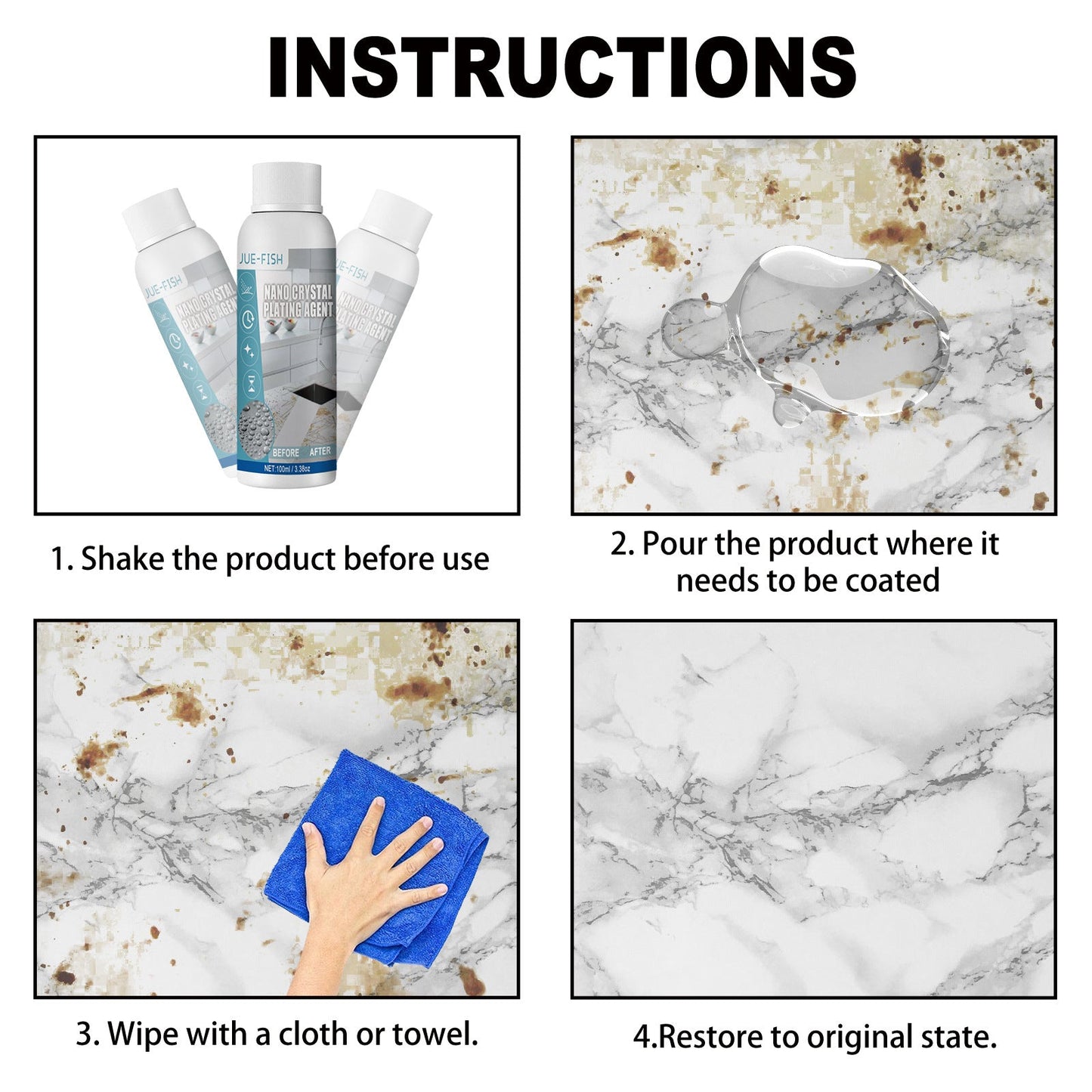 Jue-Fish kitchen nano-crystal plating agent kitchen furniture repair marble scratch renovation waterproof protective film 