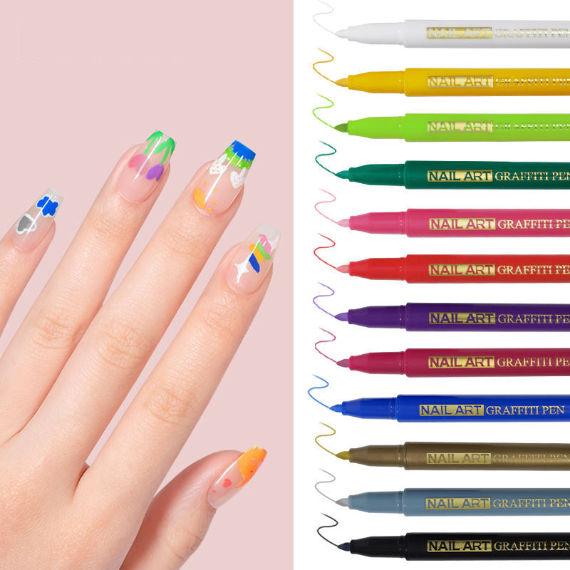 Cross-border exclusive new multi-color nail art pen 3D painting pen nail drawing flower graffiti hook line DIY nail art painting pen