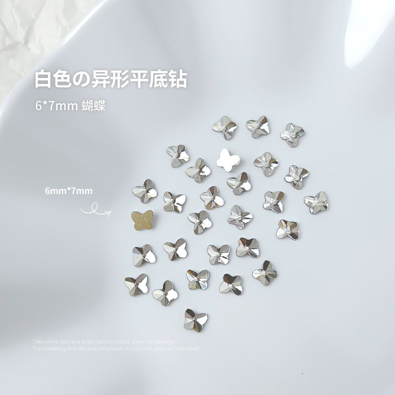 Nail jewelry flat bottom special shaped diamonds large and small mini water drop love square diamonds transparent diamonds white crystal wholesale