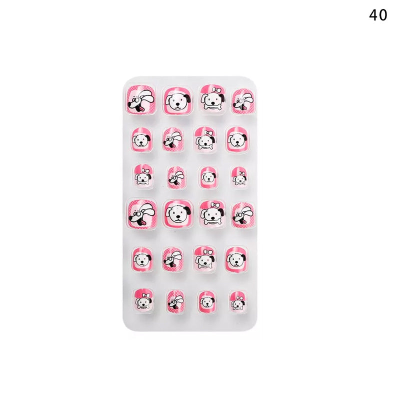 Zhifei nail art children's finished nail pieces 24 pieces bag cartoon lines wearable finished nail art children's patches