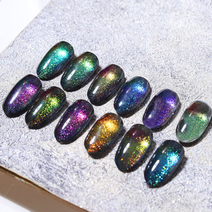 Cross-border 2023 new 9D chameleon cat's eye gel broken diamond dynamic galaxy starry sky crystal laser cat's eye nail polish gel