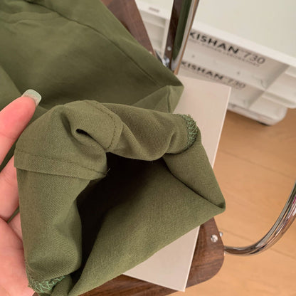 Children's trousers 2024 Bangcheng spring new products boys and girls military green casual pants baby washed cotton pants C0203