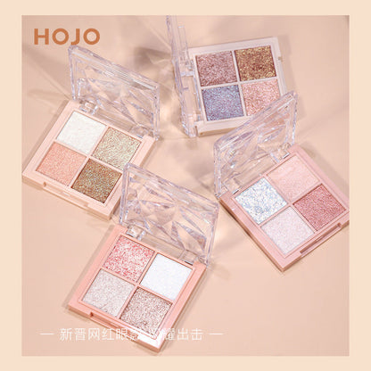 HOJO8103 Brilliant Star Diamond កូរល័រលាបត្របកភ្នែកមាន៤ពណ៌​ មានពណ៌ត្បូងពេជ្រភ្លឺចែងចាំង សិស្សអាចជាប្រចាំថ្ងៃ