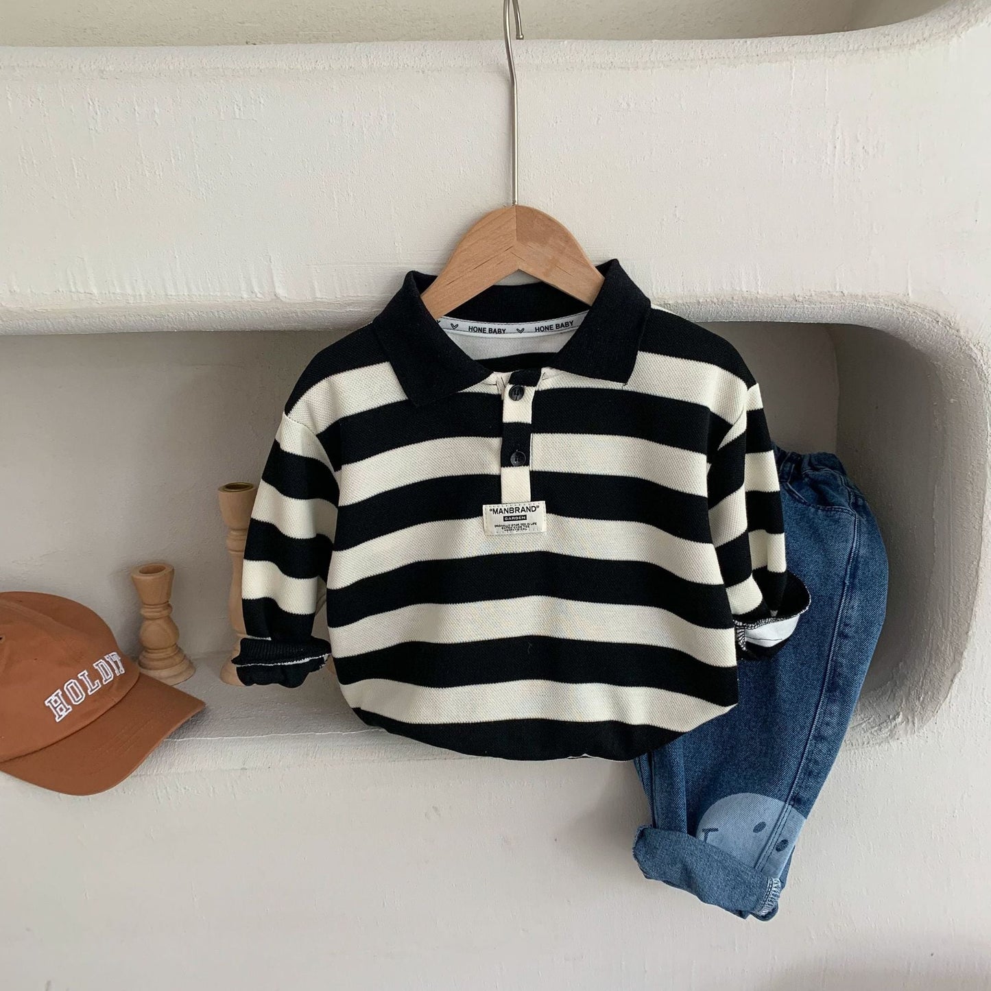 Children's sweatshirt 2024 Bangcheng spring new products boys striped POLO shirt top baby casual sweatshirt C0257