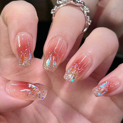 Wearable nail art nail tips wholesale ice transparent pure desire style Xiaohongshu hot-selling alloy bow nail stickers finished products