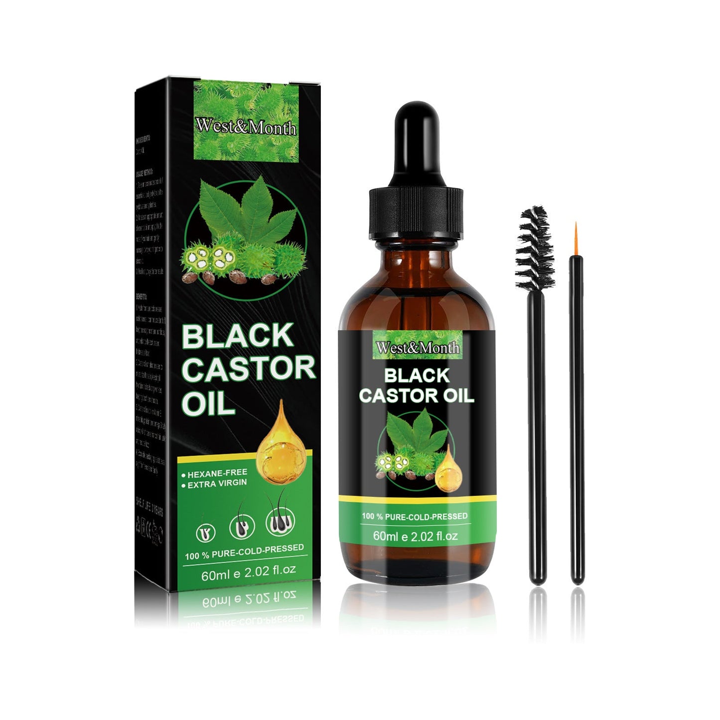 West&amp;Month Castor Oil Thickening Hair Serum nourishes the hair roots and strengthens the eyebrows and eyelashes to make them naturally thick and long 