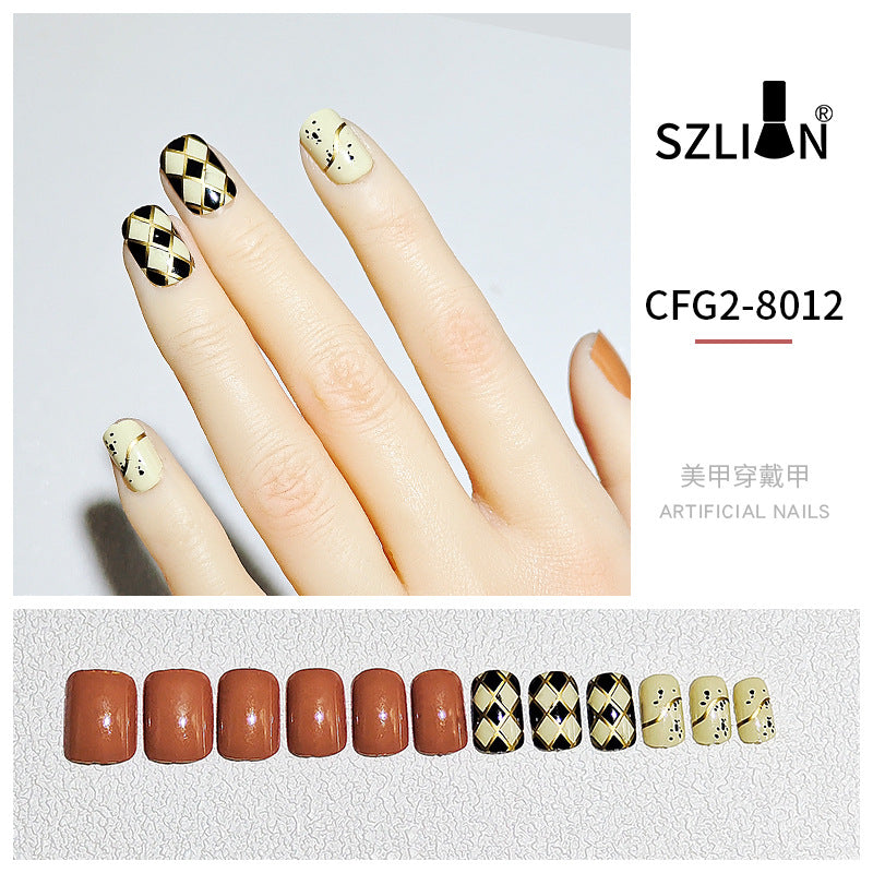 Cross-border special wearable nail tips wholesale French simple ice transparent nail art finished product detachable nail stickers