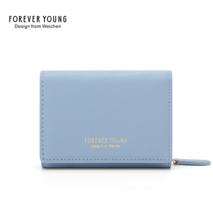 Forever Young ladies short wallet ticket clip tri-fold lightweight multi-functional dual-use card holder coin purse female 