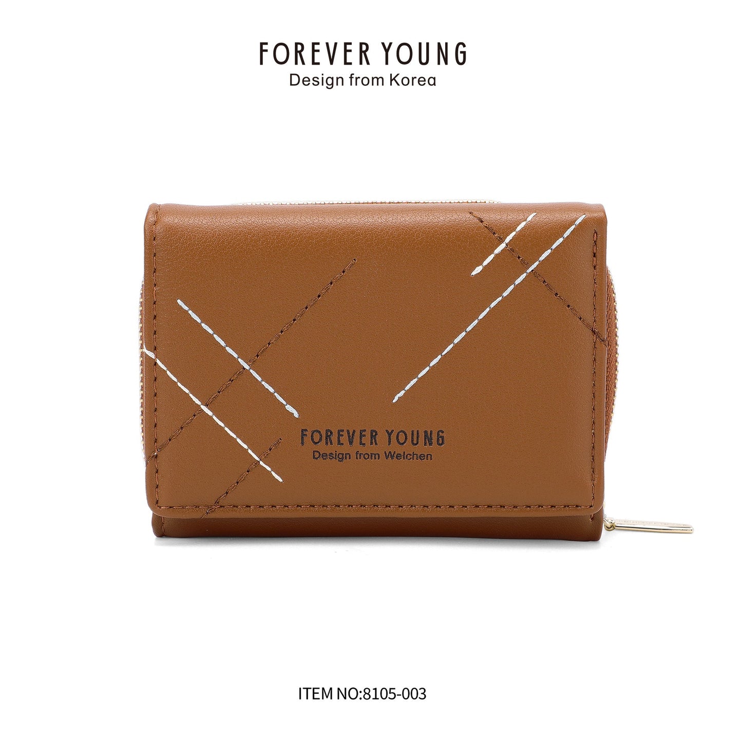 forever young wallet women's short PU high-end tri-fold coin purse cross-border multi-card slot bag 