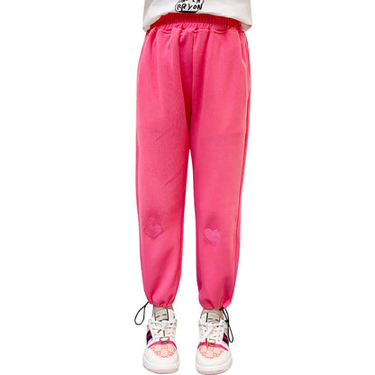 Girls sports pants spring outdoor wear thin 2024 new children's trousers loose leggings spring and autumn sweatpants trend