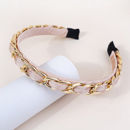 Cross-border new style headband women's European and American simple Baroque style head buckle metal lock chain wash face pressing headband hair cave