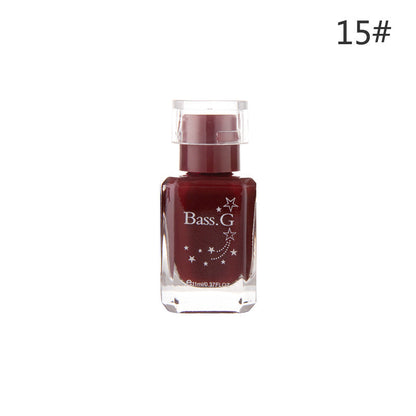 BK whitening high gloss long-lasting odorless nail polish healthy pure color student color water-based peelable nail polish 