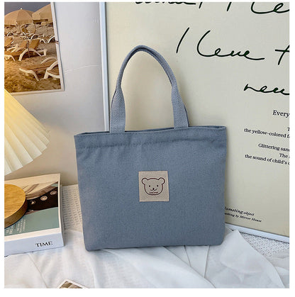 2024 new handbags for work women canvas bags contrast color commuting simple student bags large capacity Japanese cloth bags