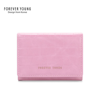 Wesson forever young wallet women's short stone pattern three-fold coin purse multifunctional ins simple wallet 