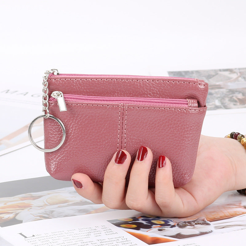 Genuine leather women's coin purse coin card holder short small handbag zipper key bag mini wallet wholesale 