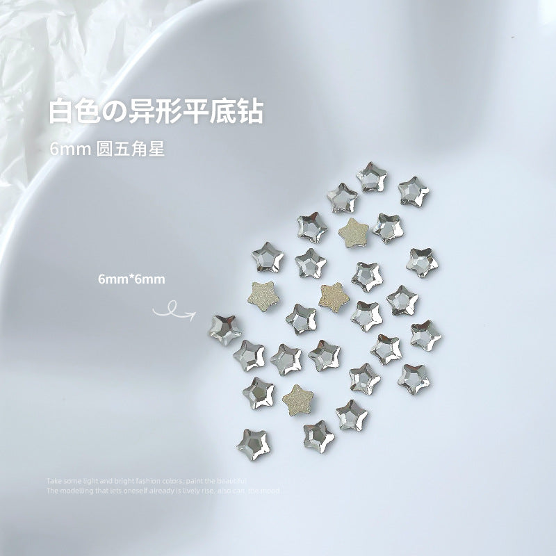 Nail jewelry flat bottom special shaped diamonds large and small mini water drop love square diamonds transparent diamonds white crystal wholesale