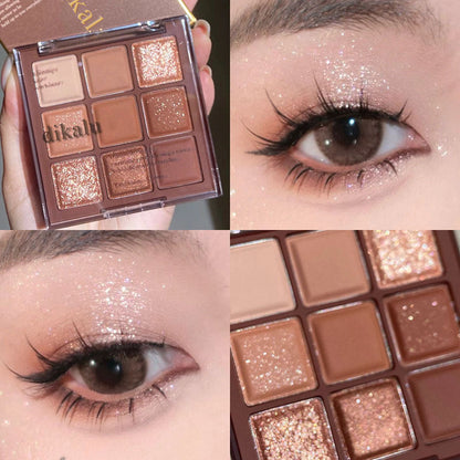 DIKALU milk tea nine-color eyeshadow palette transparent acrylic matte 9-color nude nine-square eyeshadow cross-border makeup