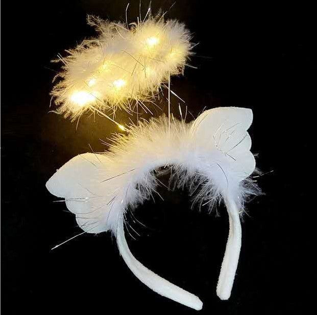 New luminous angel goose feather wreath feather flash headdress net celebrity night market push scan code small gifts wholesale