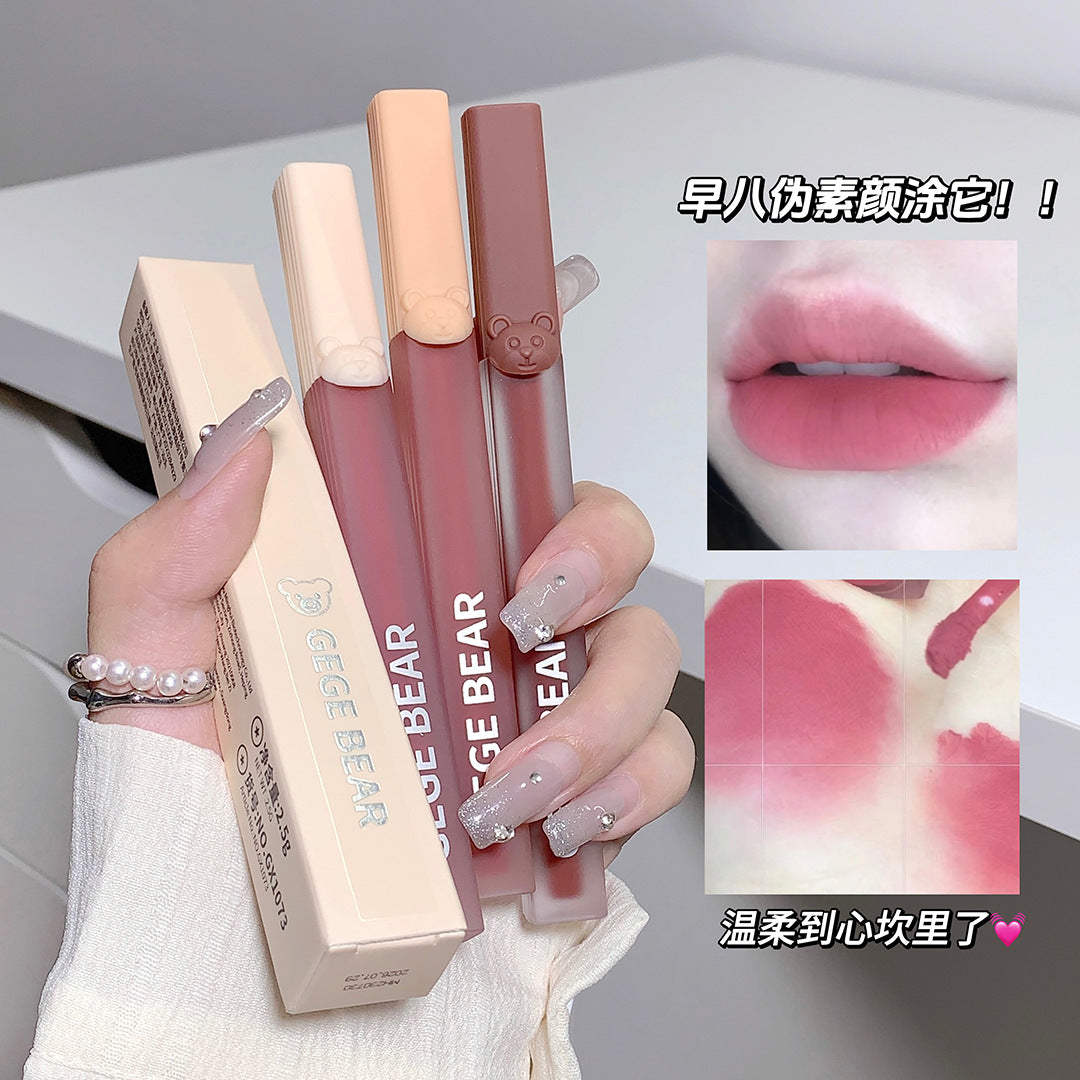 Gegebear Air Lip Mud Velvet Matte Lipstick ក្រែមលាបមាត់សាច់កម្ញី ទន់ស្អាត​សម្រាប់​សិស្សានុសិស្ស​ គុណភាពល្អ តម្លៃសមរម្យ​​ 