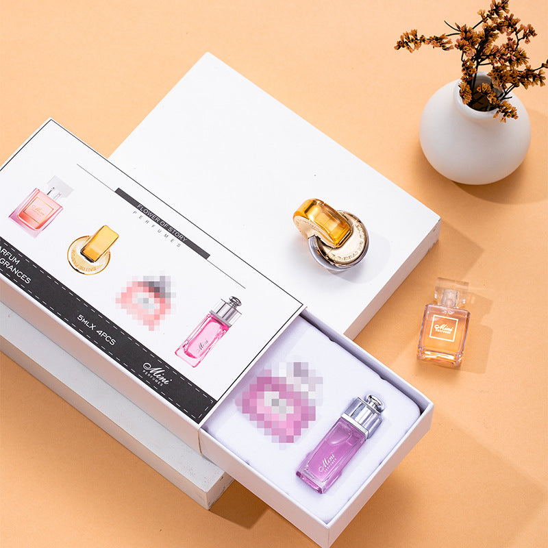 Flower Story Q version small sample women's perfume four-piece set sweetheart gift box set trial pack Douyin live broadcast hot item 