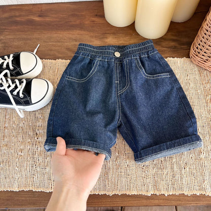 Children's clothing children's pants 2024 summer new casual boys denim shorts elephant children's shorts mid-length pants Korean version