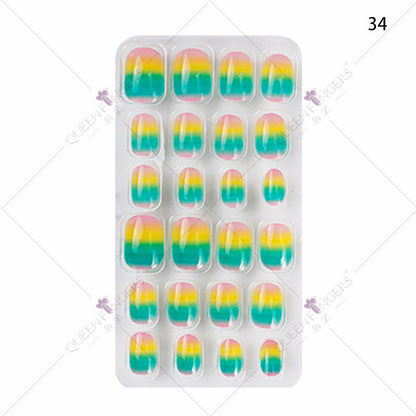 Zhifei nail art 24 pieces bagged wearable wearable nail pieces finished nail art children's nail art finished nail pieces