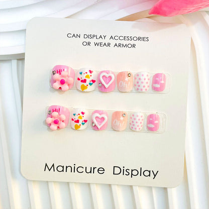 Children's nails for girls, nail patches for Internet celebrities, big kids and girls, short nail art, diamond nail patches wholesale