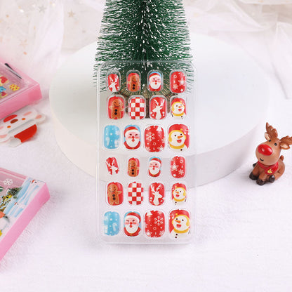 Children's nail stickers baby toddler boys and girls cartoon princess nail stickers jelly glue Christmas wear nails 