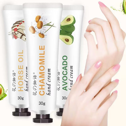 Flower Story Autumn and Winter Moisturizing Avocado Horse Oil Hand Cream 30g Gift Flower Fragrance Hand Cream Wholesale 