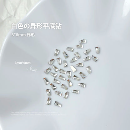 Nail jewelry flat bottom special shaped diamonds large and small mini water drop love square diamonds transparent diamonds white crystal wholesale