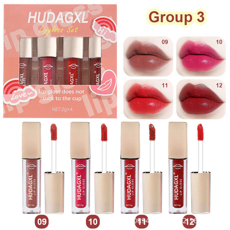 Cross-border exclusive liquid lip gloss lipstick set mini lip glaze for students non-fading non-stick lip gloss factory direct sales