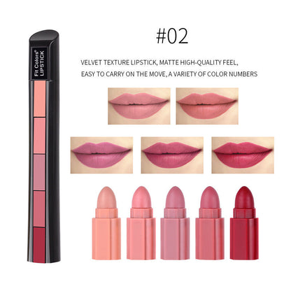 5-section lipstick Fit Colors matte 5-color lipstick combination matte velvet complexion lip gloss cross-border foreign trade version