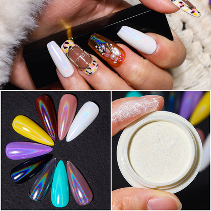 Cross-border supply of nail art transparent laser magic mirror powder high quality glitter laser powder fine glitter nail nail art accessories