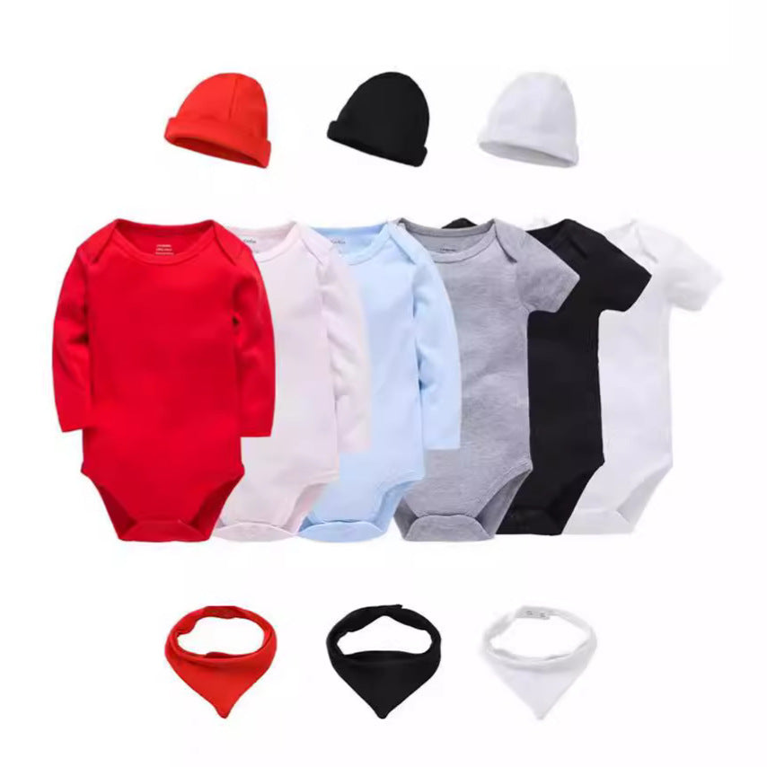 Bodysuit, plain cotton short-sleeved children's clothes, baby A-type boys and girls solid color triangle romper 