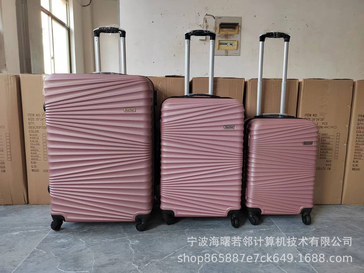 Cross-border abs three-piece suitcase for boarding, gift travel, universal wheel trolley case, spot password box, waterproof 