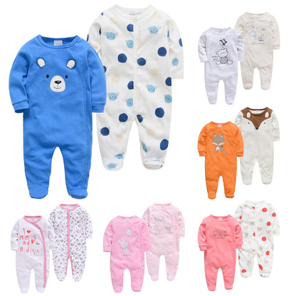 Amazon cotton 2-piece baby jumpsuit long-sleeved foot-wrapped infant Korean version jumpsuit crawling clothes cross-border