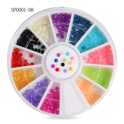 Cross-border nail art accessories nail flat bottom fantasy alloy diamond special-shaped white AB rhinestone accessories 12 grid turntable wholesale