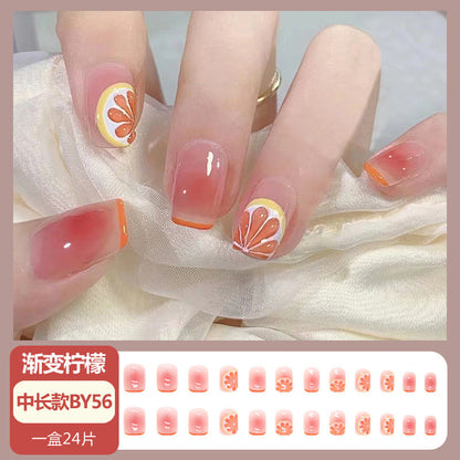 Nail art wearable finished product wholesale medium and long crystal cat's eye aurora broken diamond glass butterfly nail stickers nail piece