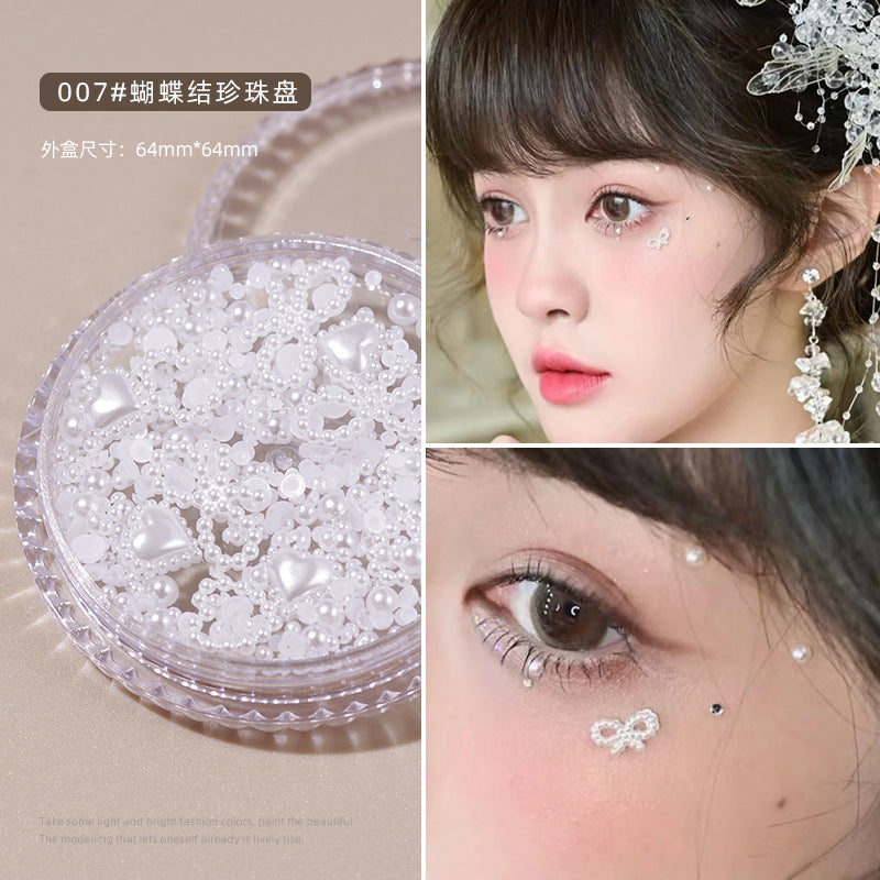 Face stickers jewelry bride eye makeup bright diamond tear diamond pearl hollow metal butterfly face decoration patch makeup