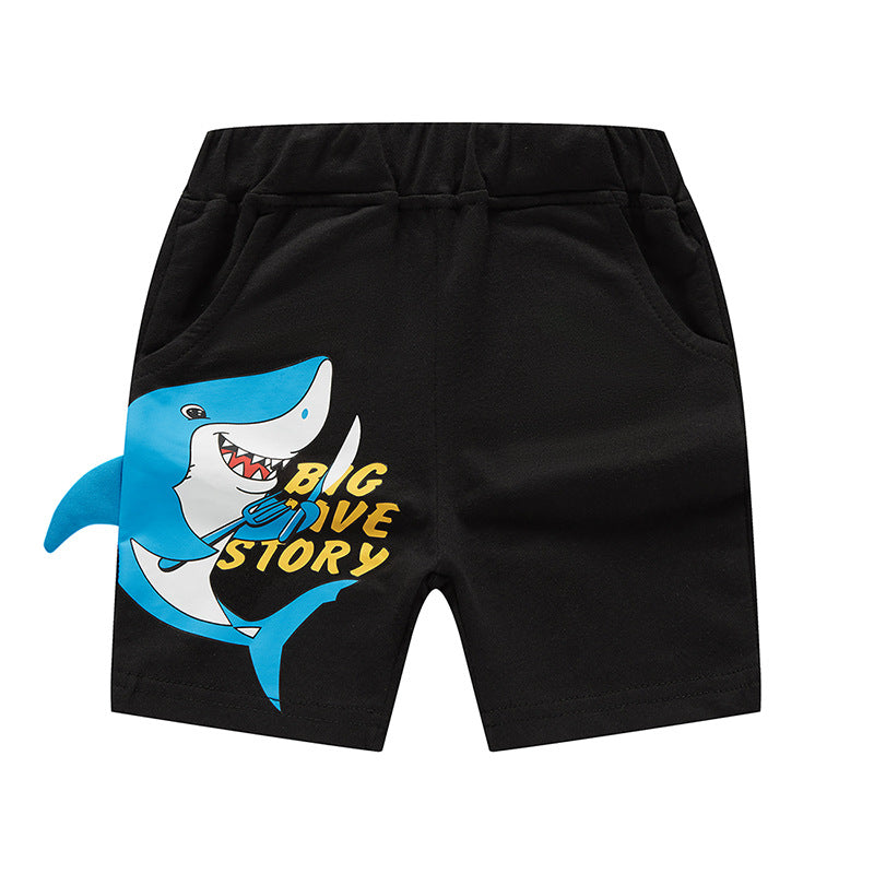 Boys shorts summer stylish casual pants children's pants baby summer Korean style summer clothes cartoon shark children's clothes