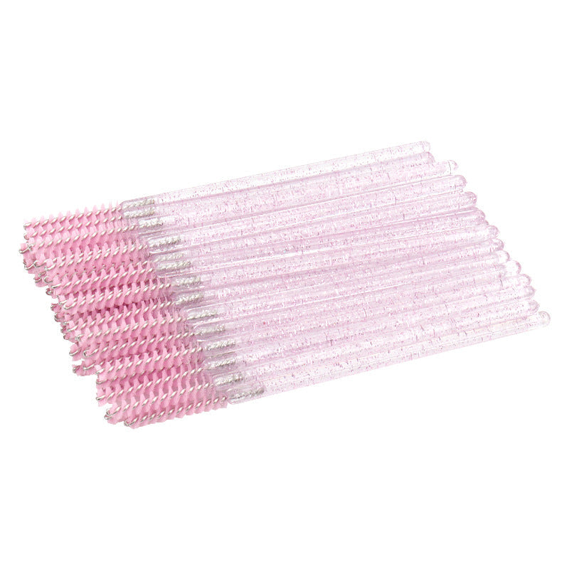 Wholesale disposable grafting eyelash brush crystal glitter rod eyebrow brush straight bright rod eyelash comb 50/pack opp bag