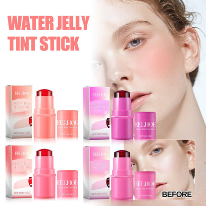 EELHOE fruit jelly blush lip gloss stick lazy contour even skin tone brighten color easy to apply lip gloss stick 