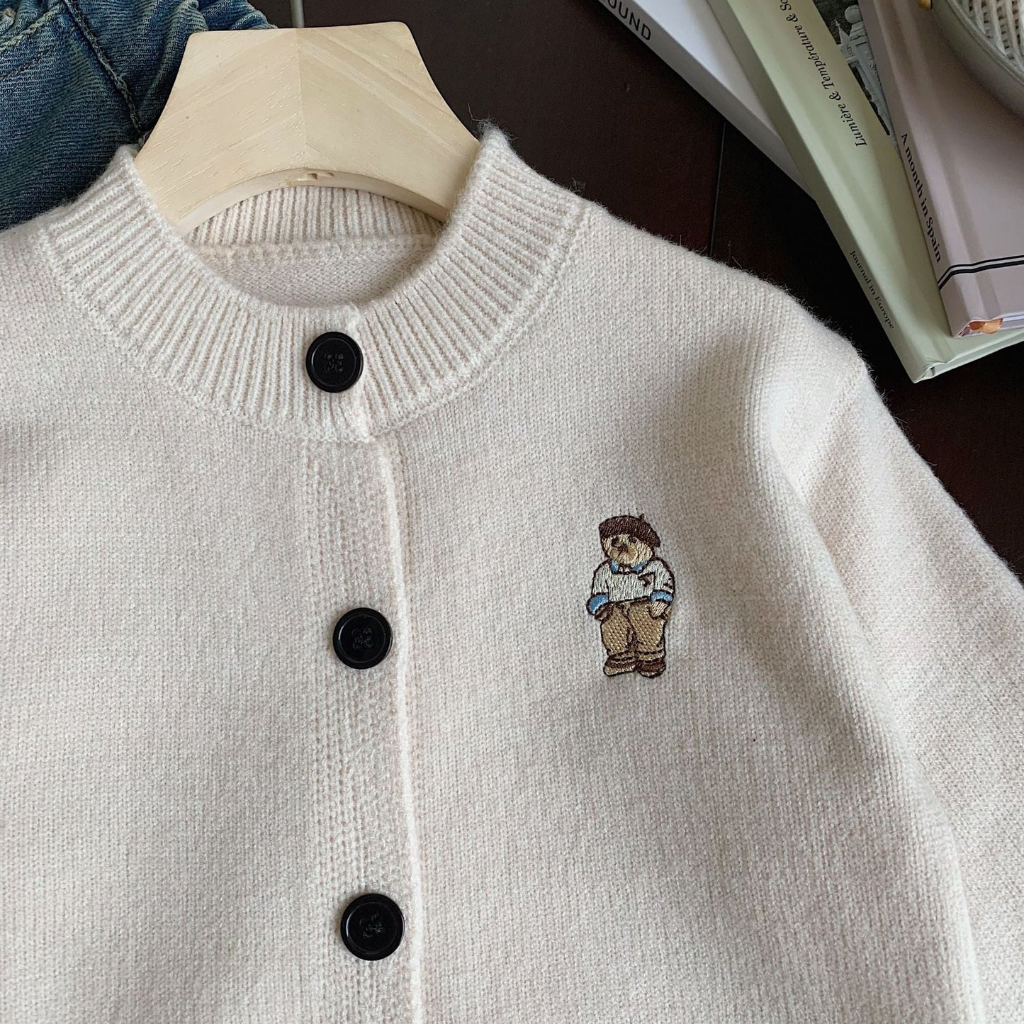 Children's sweater Bangcheng 2024 spring new children's clothing striped wool cardigan boys and girls bear coat MY0022