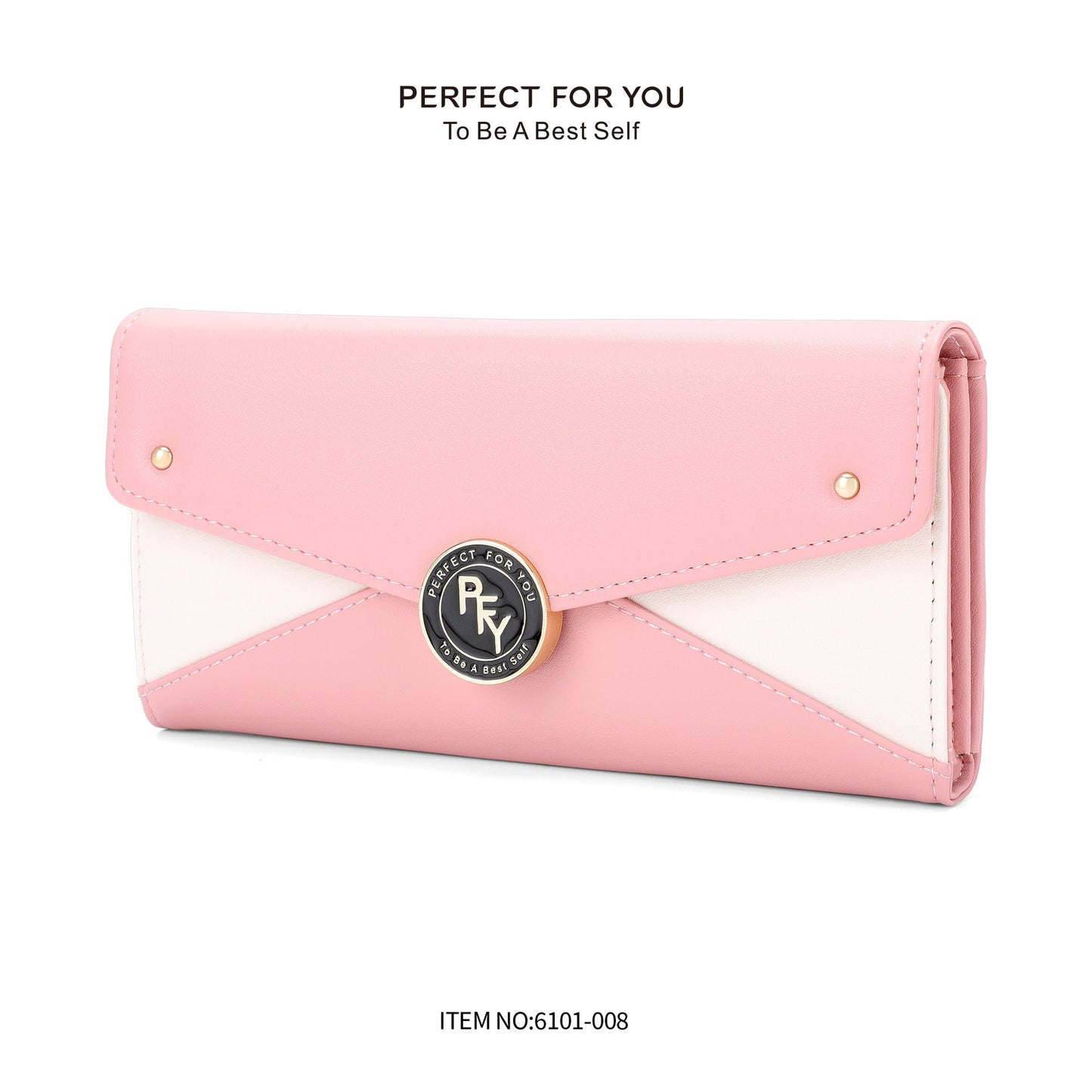 forever young bag contrast color stitching PU long wallet women's three-fold large capacity coin purse wholesale 