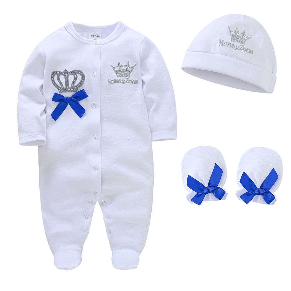 Amazon newborn clothes 3-piece set spring and autumn new arrival boy long-sleeved suit 0-1 year old baby jumpsuit cross-border