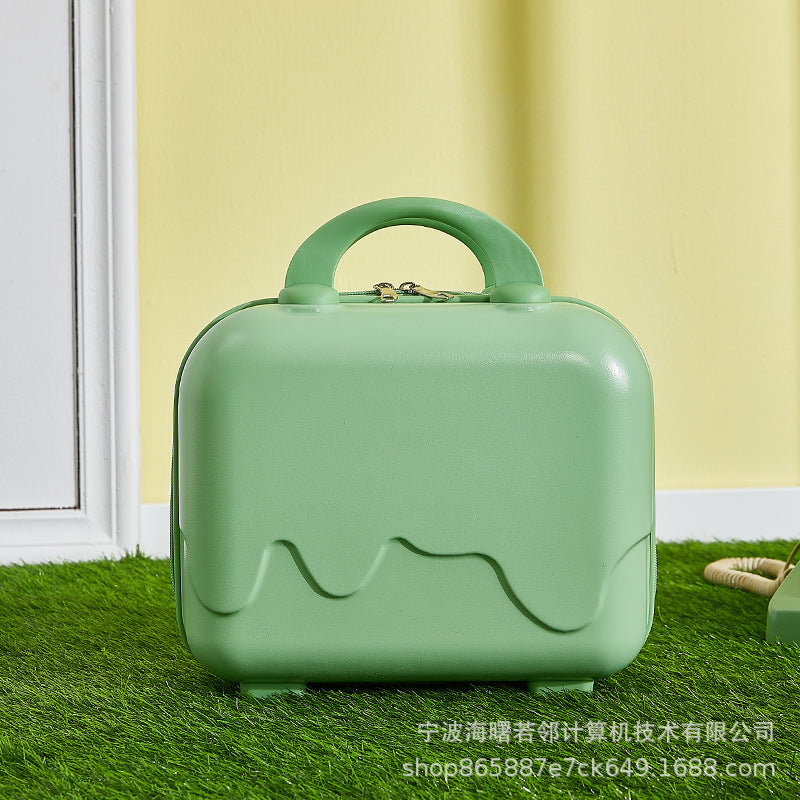 Ice cream bubble suitcase for women 14 inches small fresh and light mini souvenir student suitcase storage makeup box 