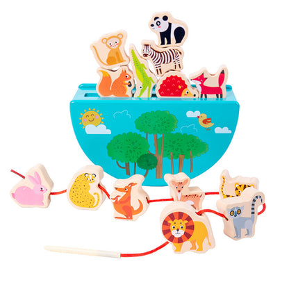 New children's animal string bead balance building blocks stacking kindergarten early education baby educational wooden toys